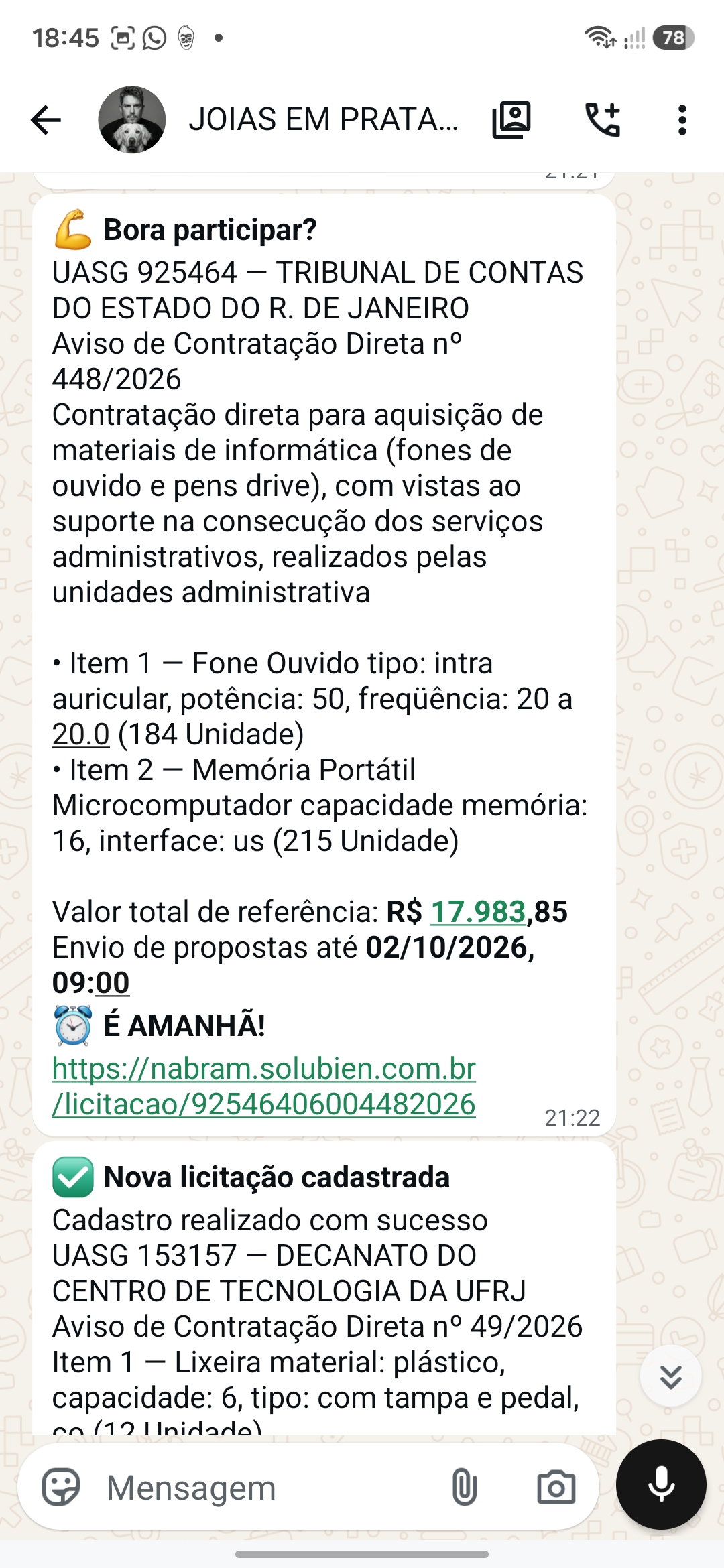 WhatsApp: proposta cadastrada, bora participar?
